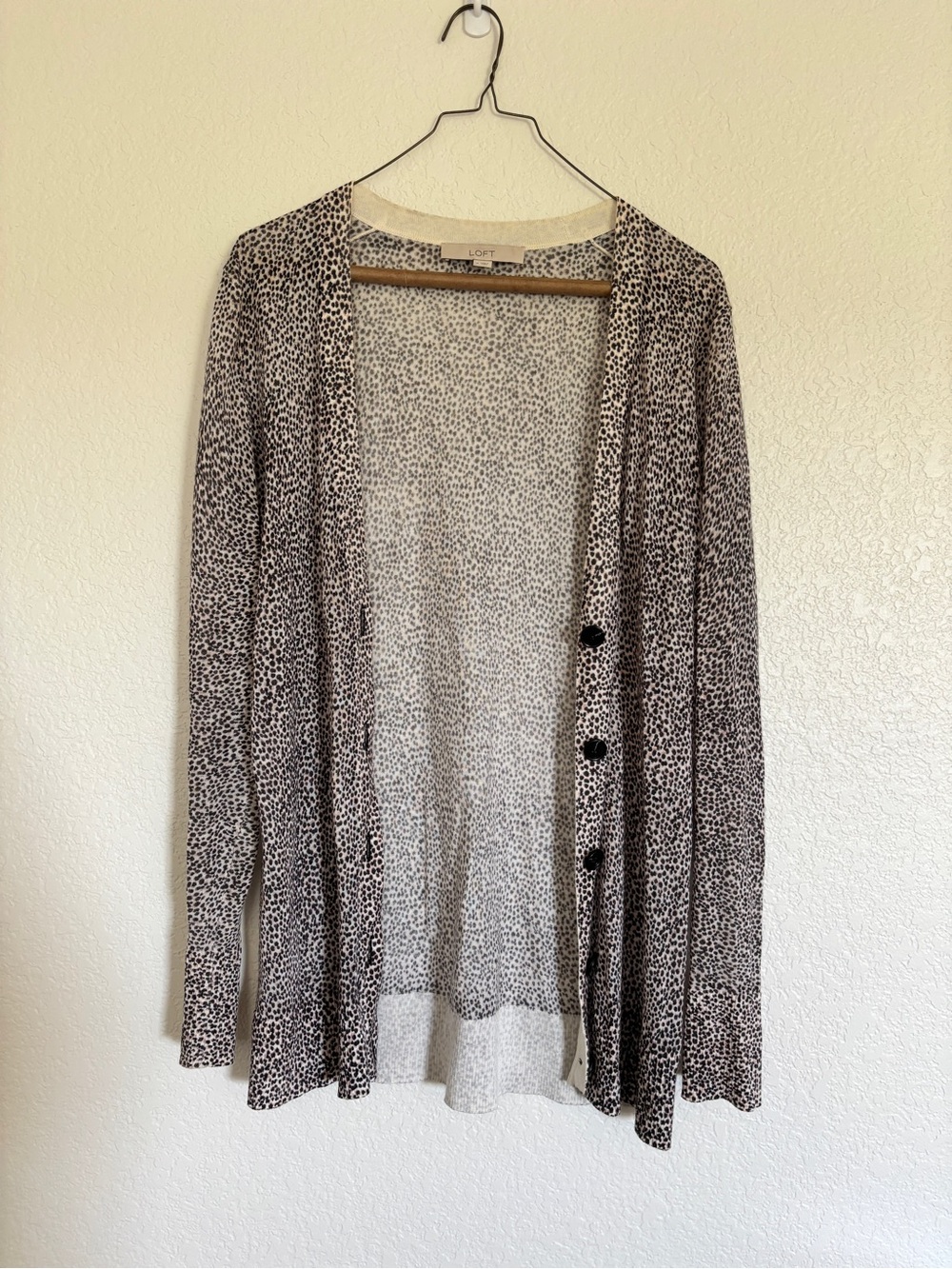 LOFT Animal Print Open Front Cardigan Size Medium